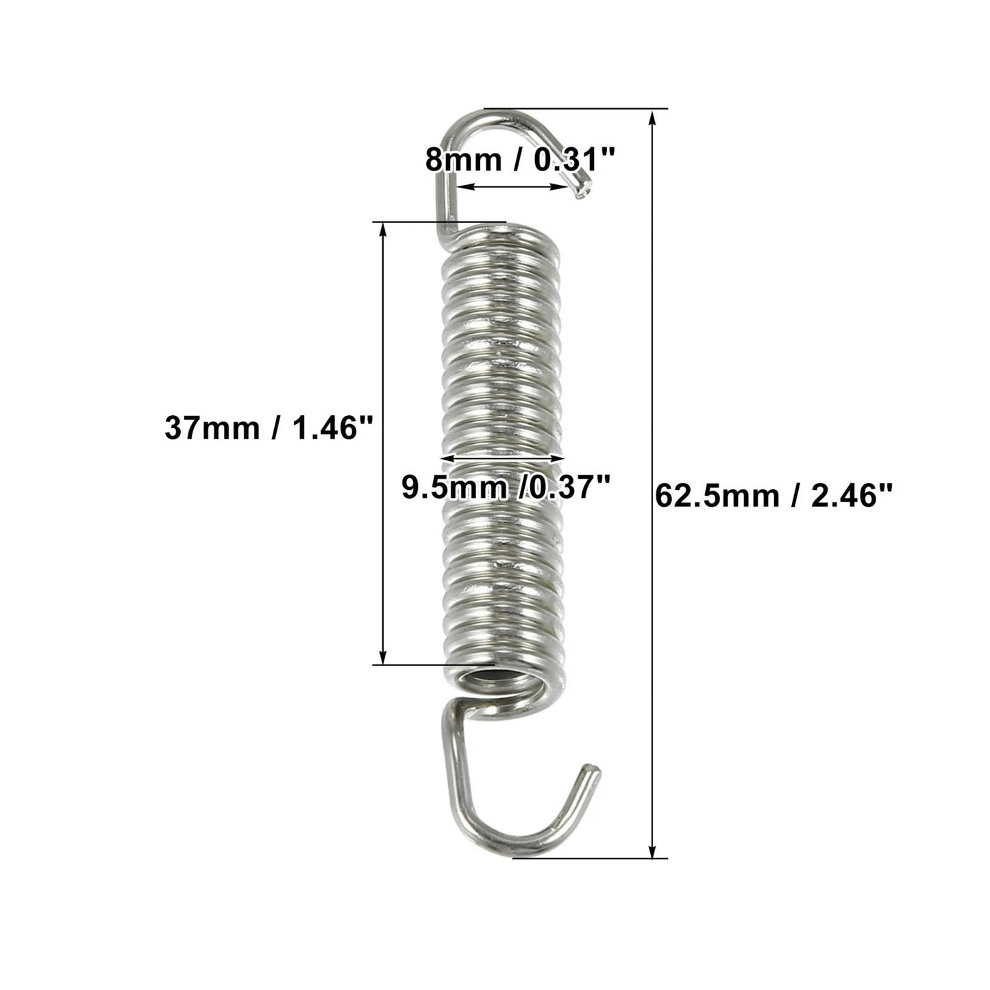 Exhaust Pipe Spring Hook 58mm 2.28" Stainless Steel Silver Tone 1 Pc