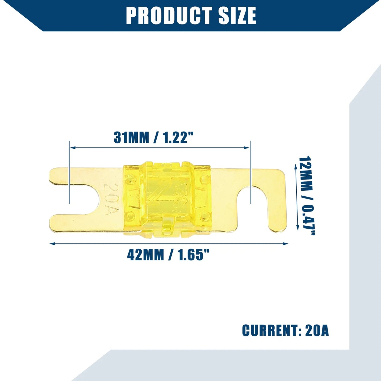 10 Pcs 20A Mini ANL Fuses for Car Motorcycle Gold Tone Yellow