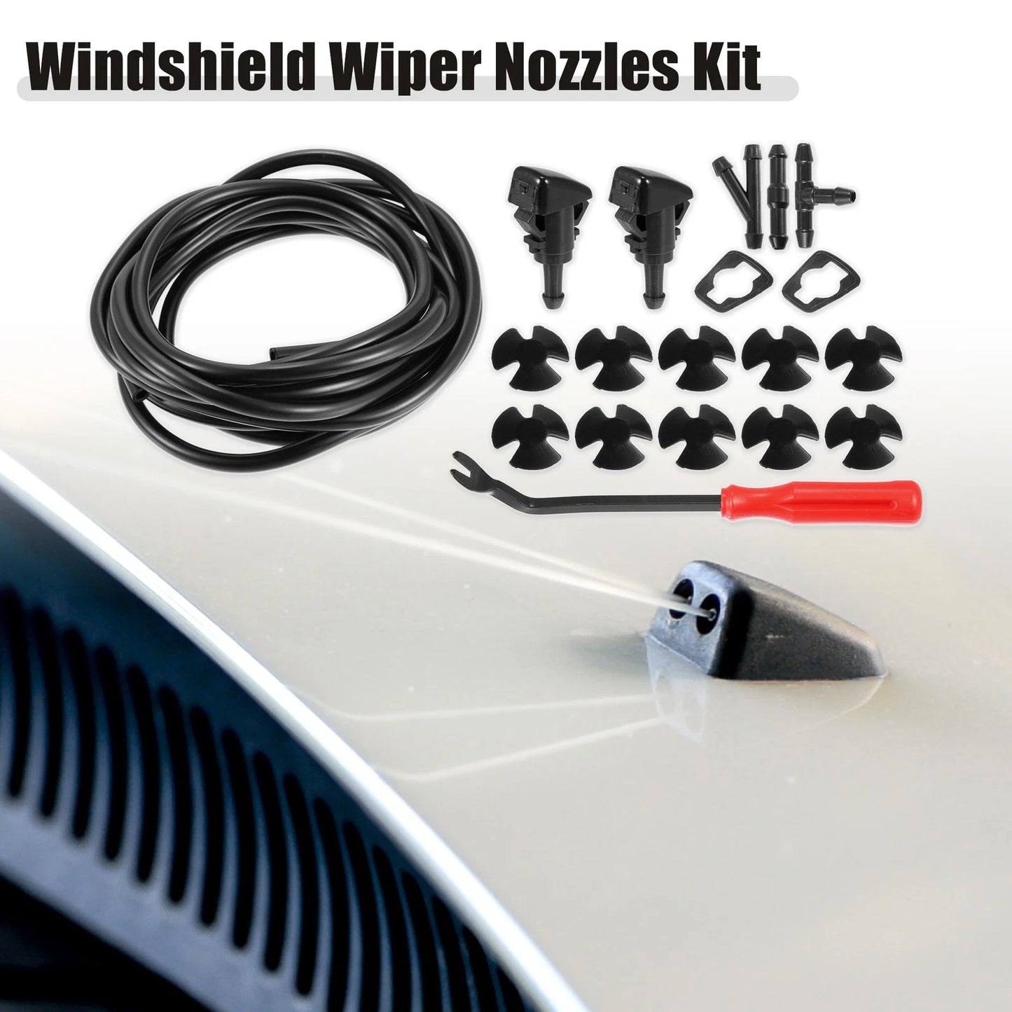 1 Set Front Windshield Washer Nozzle Kit for Dodge RAM with 4M Hose