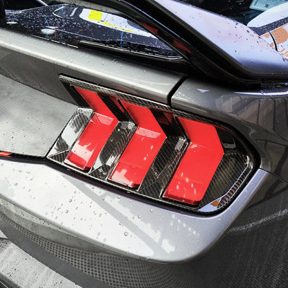Real Carbon Fiber Tail Light Lamp Cover Trim for Ford Mustang Dark Horse 2024+