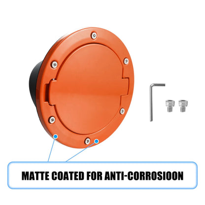 Orange Aluminum Alloy ABS Gas Fuel Tank Cap Cover for Jeep Wrangler (2007-2017)
