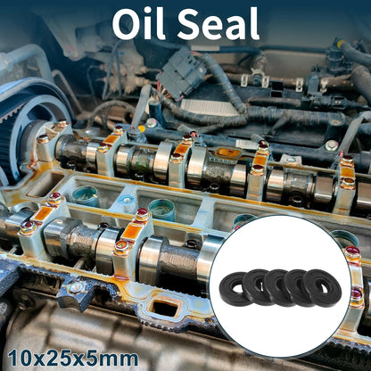 Oil Seal 10x25x5mm NBR Black 5Pcs for Make Model