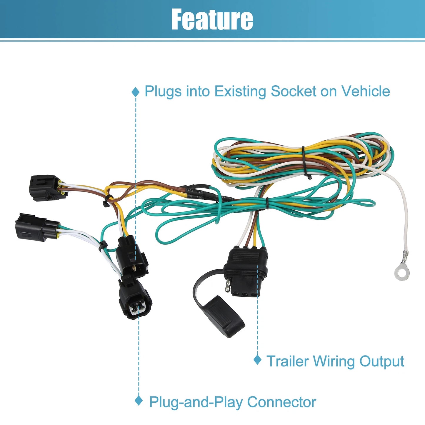 4-Pin Trailer Wiring Harness for Jeep Wrangler (1998-2006)
