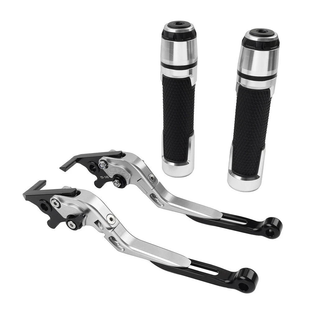 Silver Extendable Brake Clutch Lever Grip Set for BMW S1000R S1000RR (2010-2023)