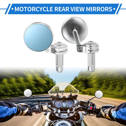 Rear View Mirrors Round Chrome Silver Tone Aluminum Alloy for M6