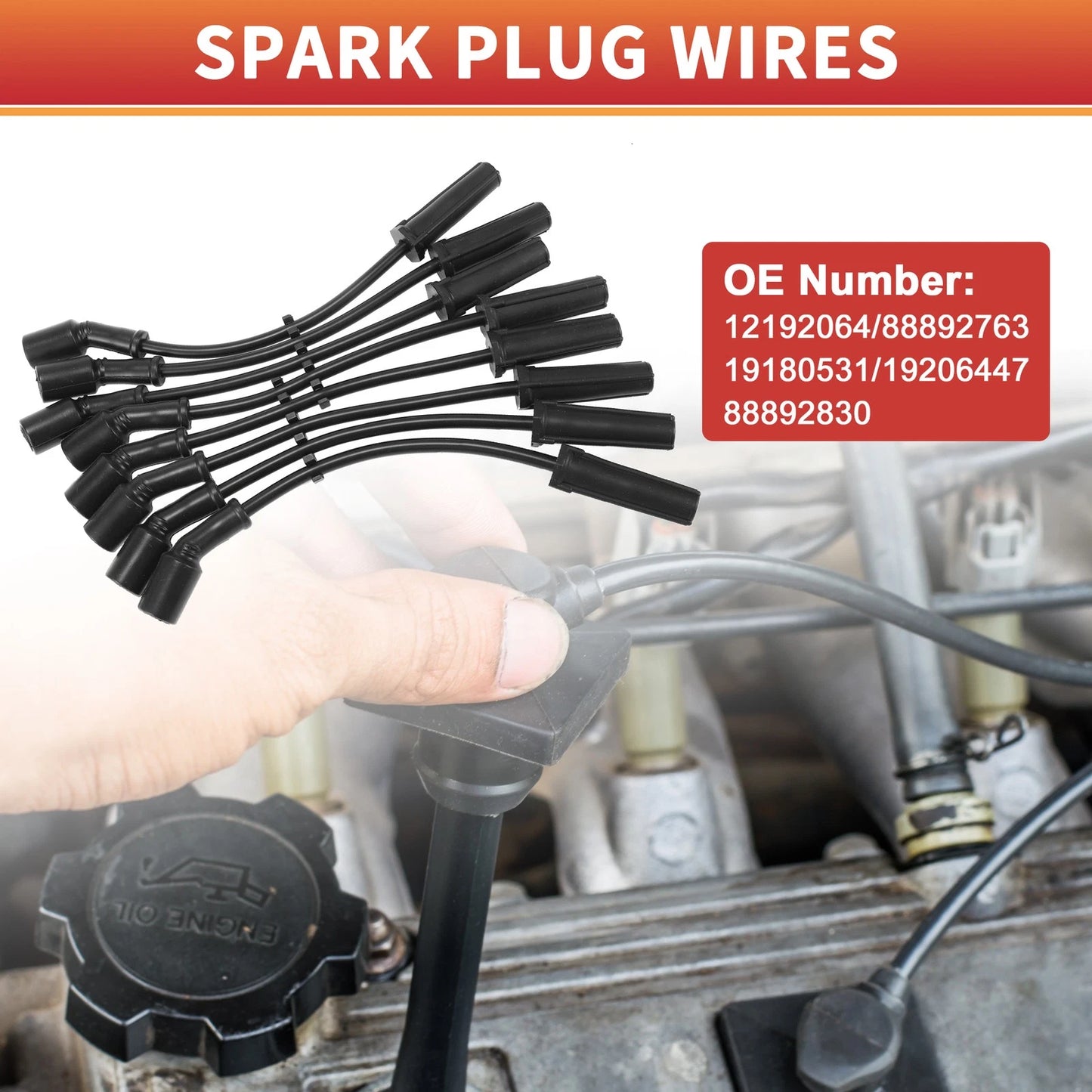 8 Pcs Spark Plug Wire Ignition Coil Cable for Cadillac CT5 V8 6.2L