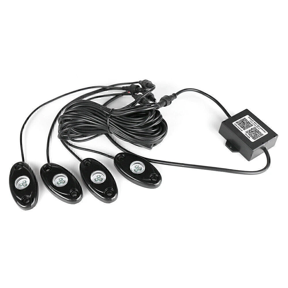 4x RGB LED Rock Lights for Car - Wireless Bluetooth Music Control Lamp