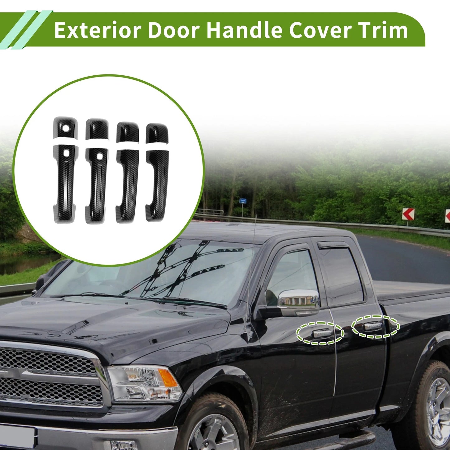 Carbon Fiber Black Exterior Door Handle Cover Trim for Ford Bronco (2021-2025)
