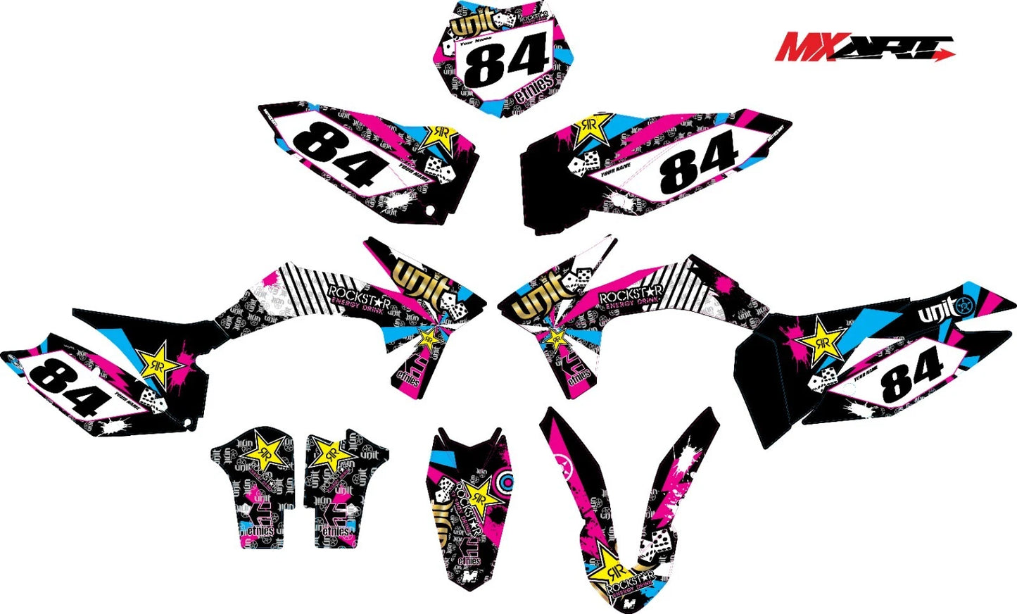 Custom Graphic Kit RUSH STYLE for KTM SXF (2007-2010) Decals Stickers
