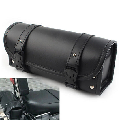 Universal Black PU Leather Motorcycle Side Saddle Bags for Storage