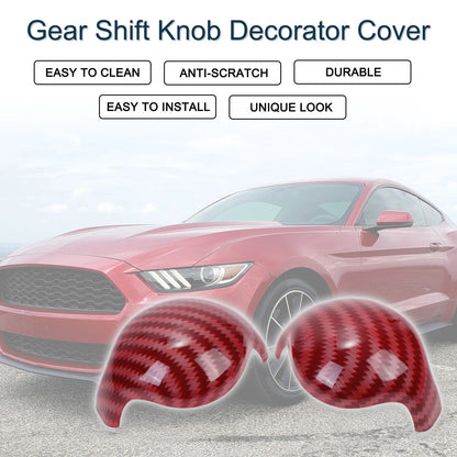 Gear Shift Knob Cover for Ford Mustang 2015-2023 Carbon Fiber Red 1 Set