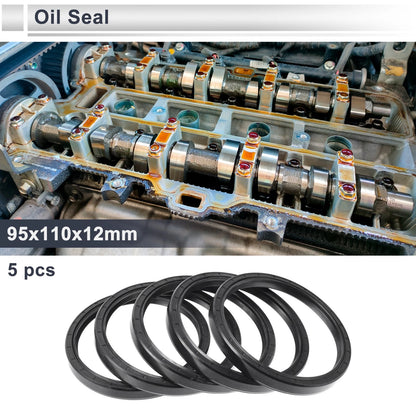 Oil Seal 95x110x12mm Nitrile Rubber Rotary Shaft Seal Black 5 Pcs