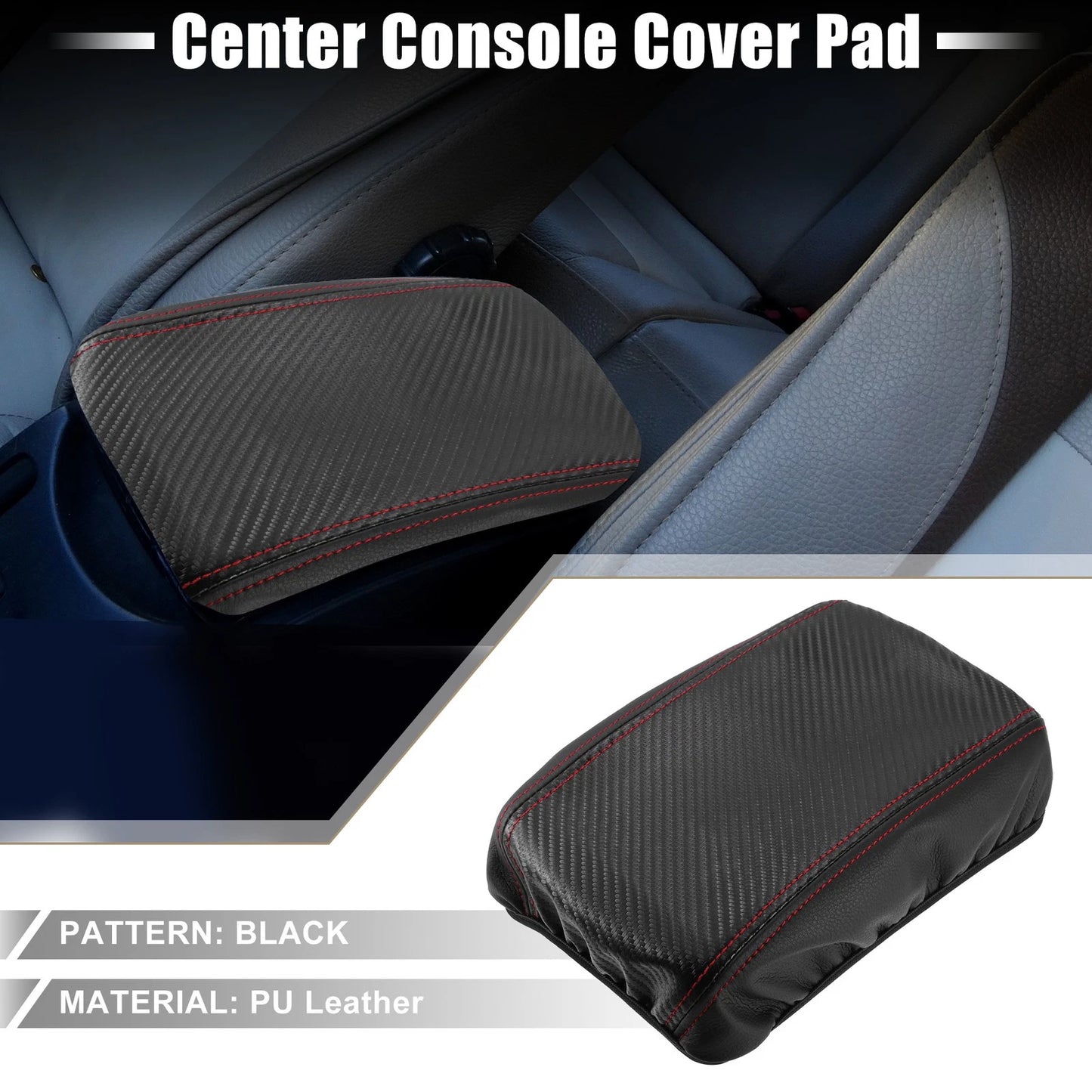 Armrest Seat Box Cover for Toyota Corolla Carbon Fiber Pattern Black