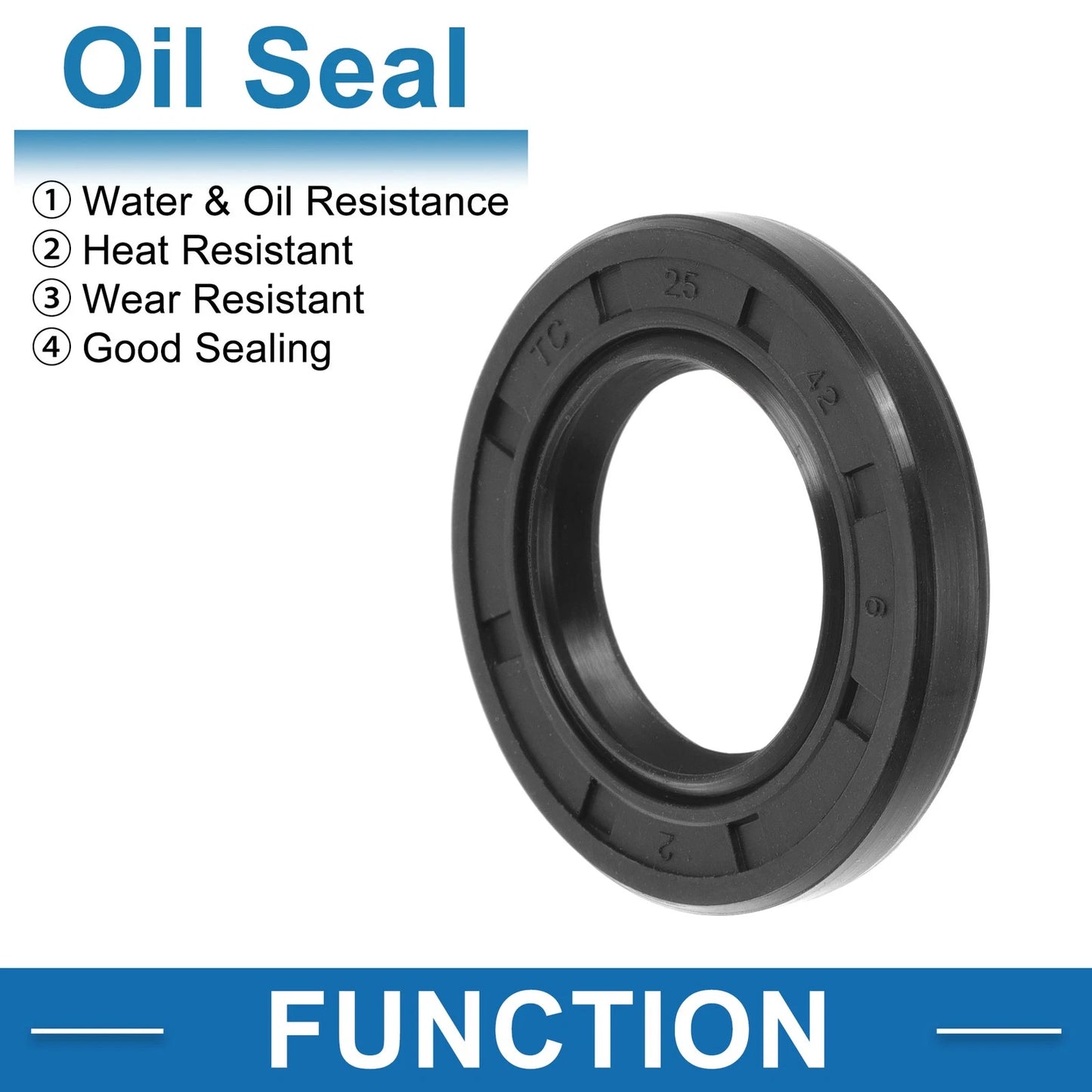 Oil Seal Rotary Shaft Seal Nitrile Rubber 25x42x6mm Black 5 Pcs