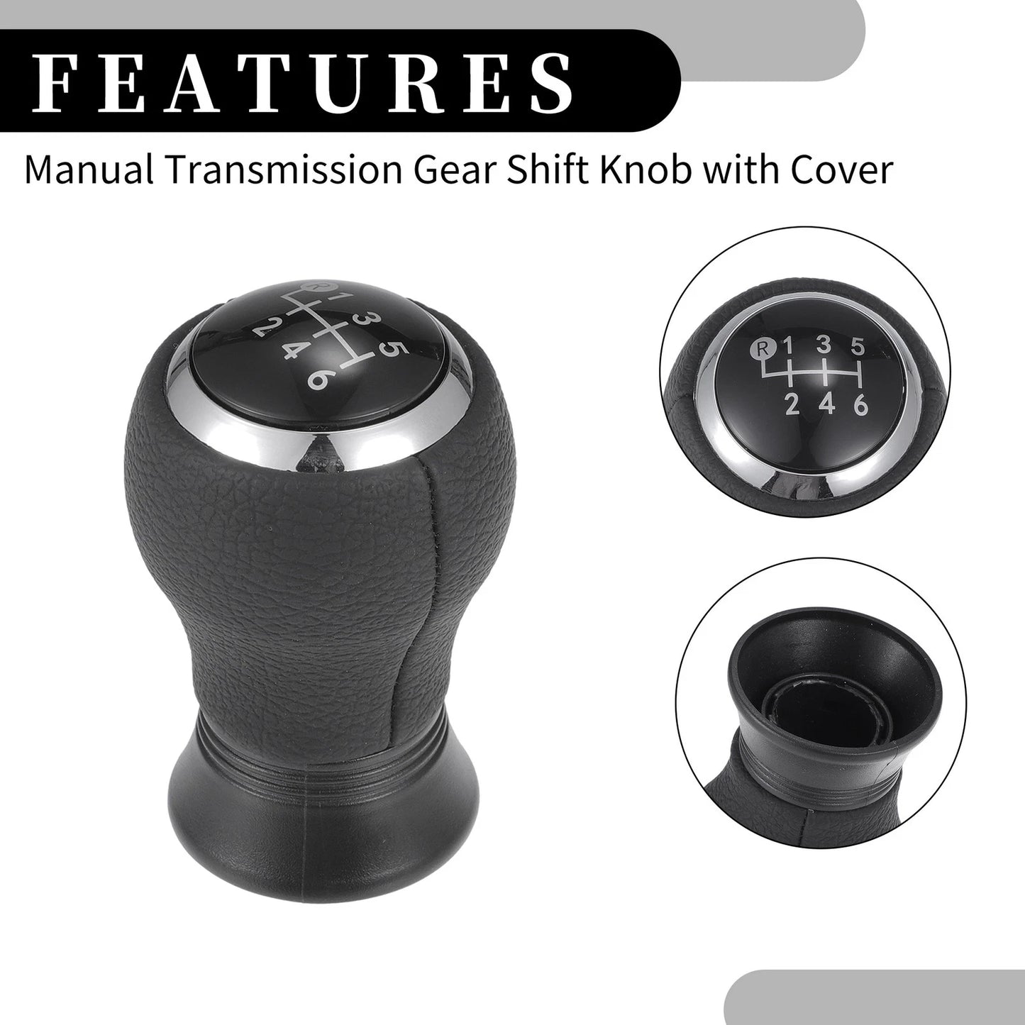 6 Speed Manual Gear Shift Knob for Toyota Yaris (2005-2010) - Faux Leather Black