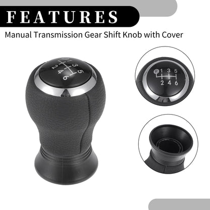 6 Speed Manual Gear Shift Knob for Toyota Yaris (2005-2010) - Faux Leather Black