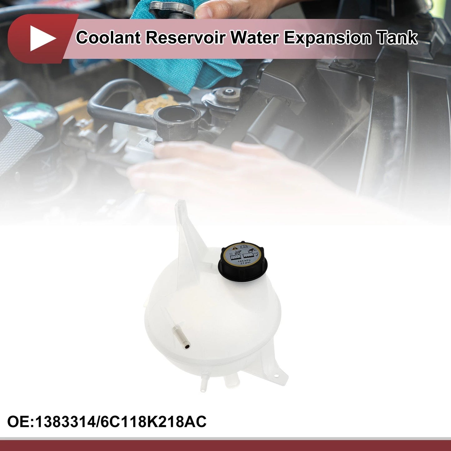 Coolant Expansion Overflow Tank w/ Cap for Ford Transit MK7 (2006-2014)