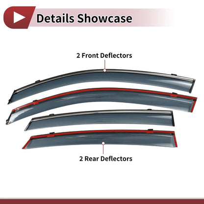 Window Deflectors 1 Set for Honda Civic (2016-2021) Side Vent Visors Black