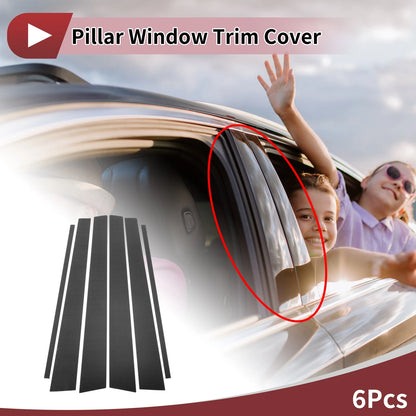6 Pcs Carbon Fiber Car Door Pillar Window Trim for Toyota Highlander (2001-2007)
