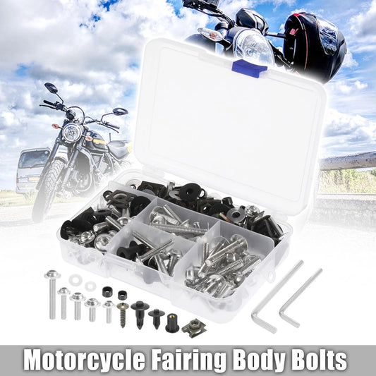195pcs Motorcycle Fairing Body Bolts Silver for Kawasaki, Suzuki, BMW