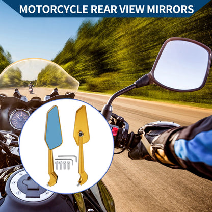 Rear View Mirror M8/M10 for Motorcycle Gold Tone Aluminum Alloy