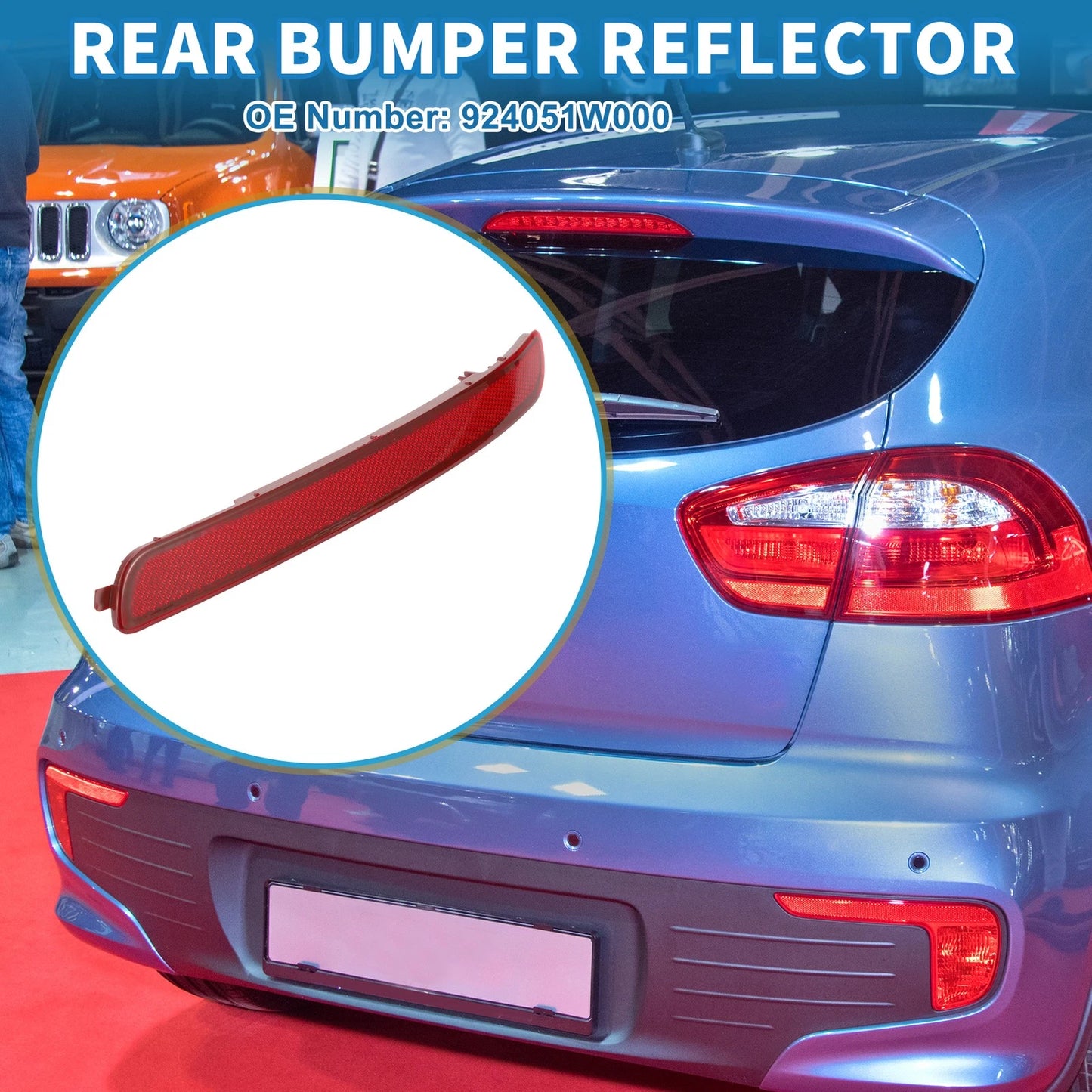 Rear Left Bumper Reflector for Kia Rio EX, LX, SX 1.6L (2012-2015) Red