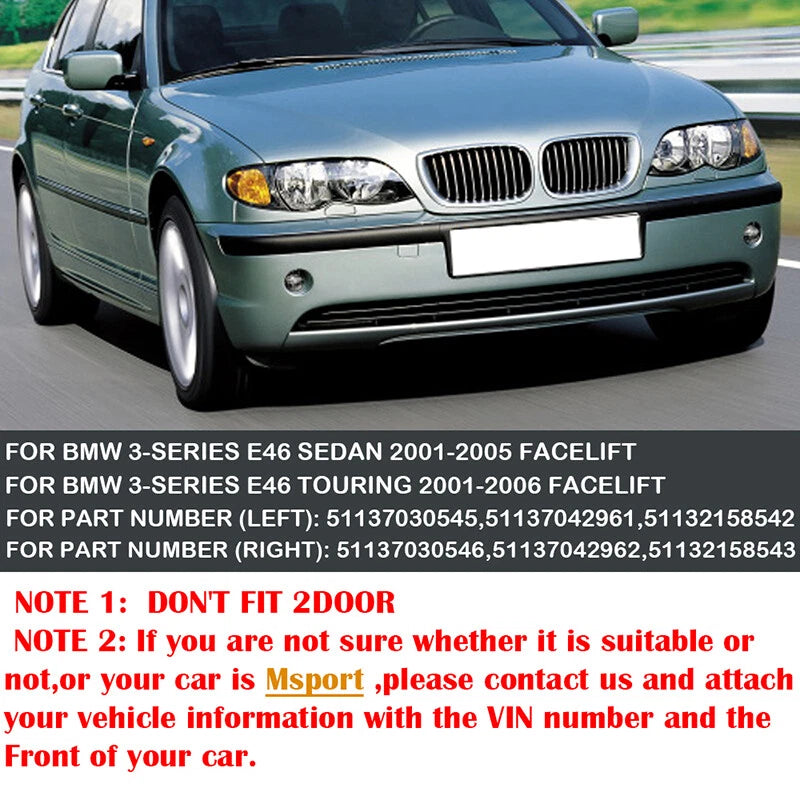Matte Black Front Hood Kidney Grille for BMW E46 320i 323i 325i 328i (2002-2005)