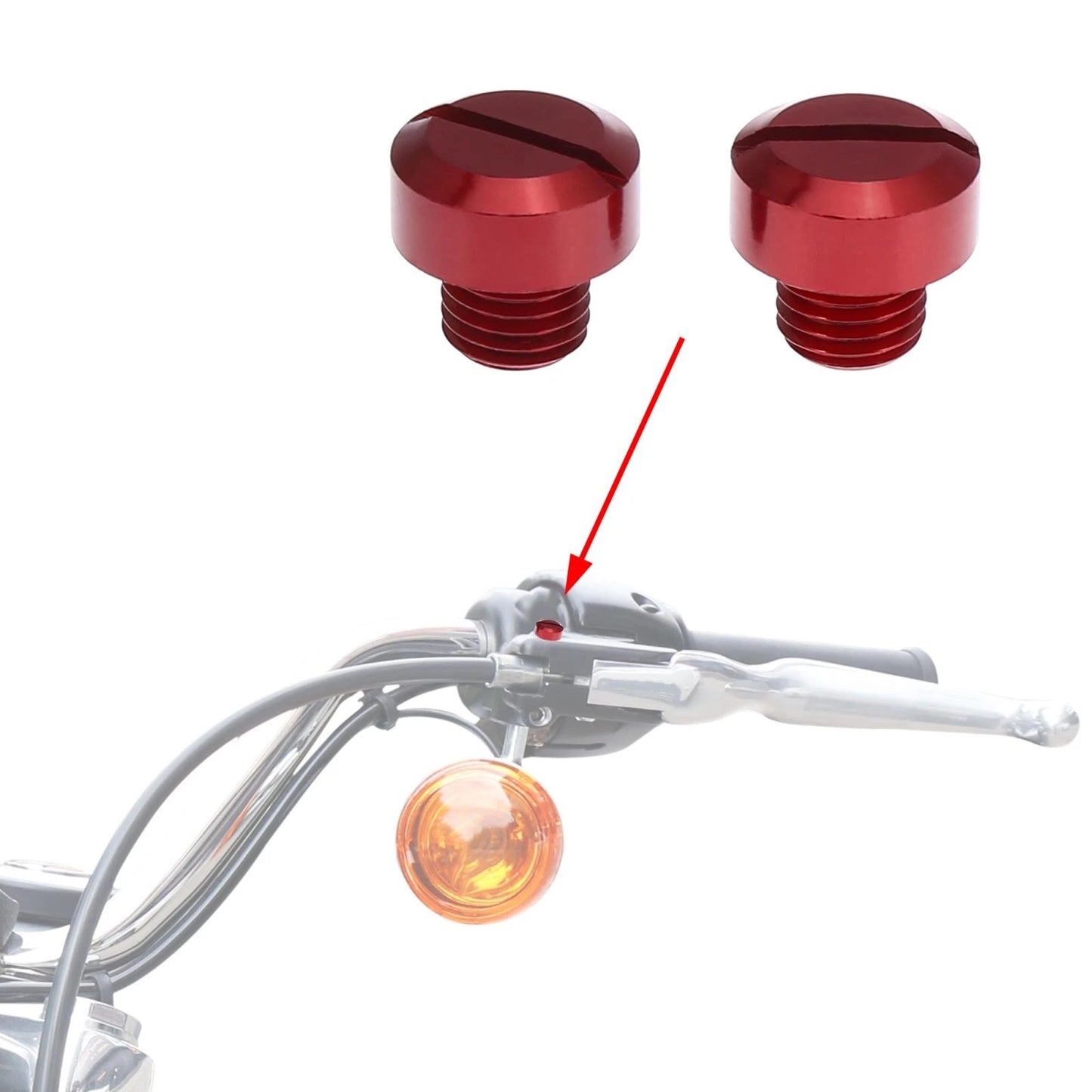 2 x M10x1.25 Motorcycle Left Side Mirror Hole Plugs Screws Red for Motorcycle
