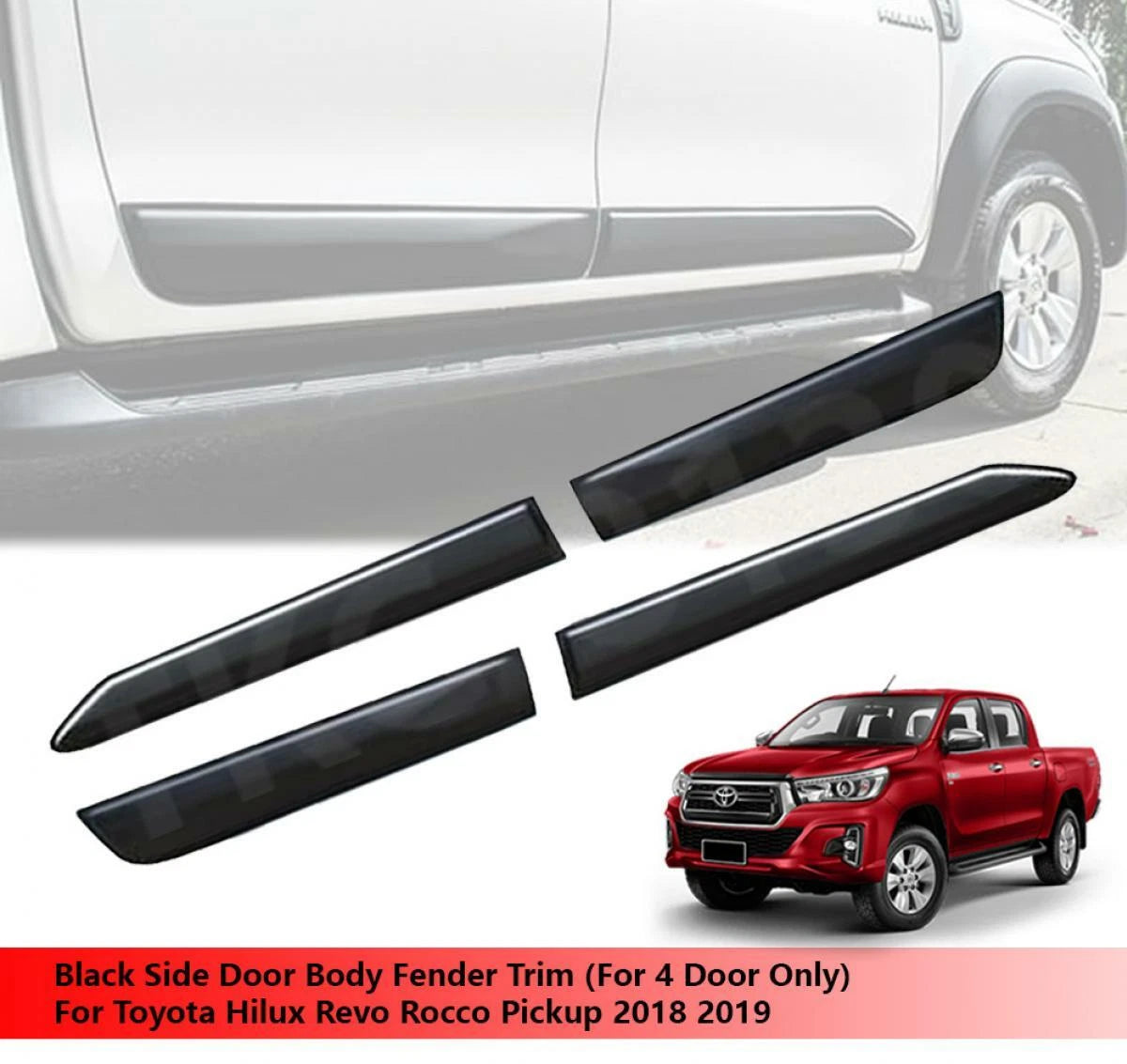 Black Side Door Trim for Toyota Hilux Revo Rocco (2018-2019)