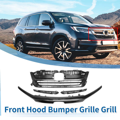 Front Bumper Grille for Honda Pilot 2019-2020 Black 1 Set