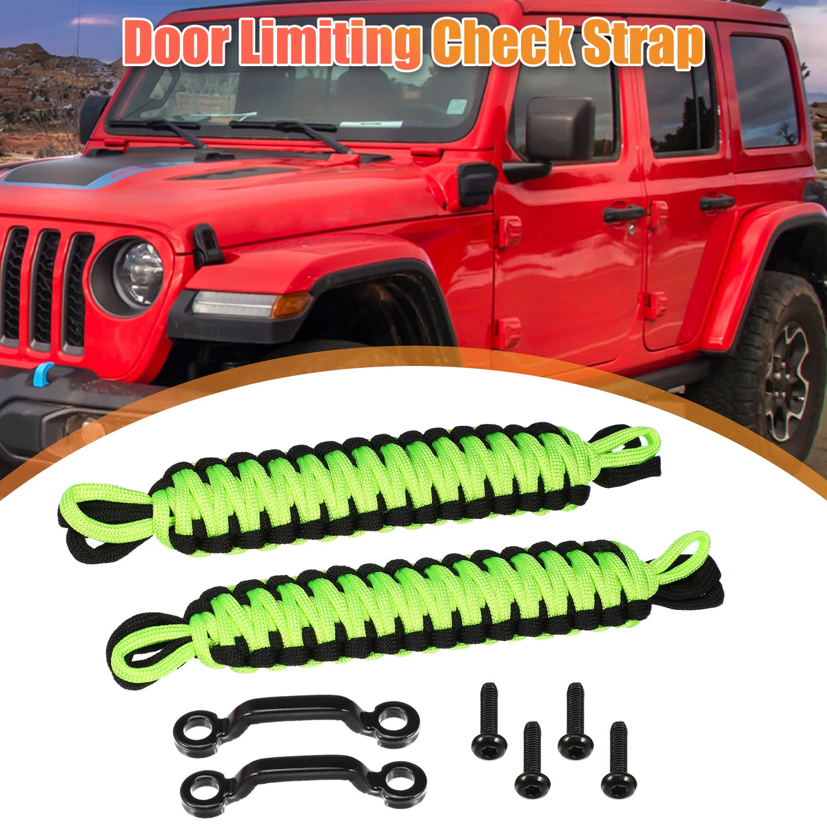 Door Limiting Straps Set for Jeep Wrangler JK JL with Brackets Black Green