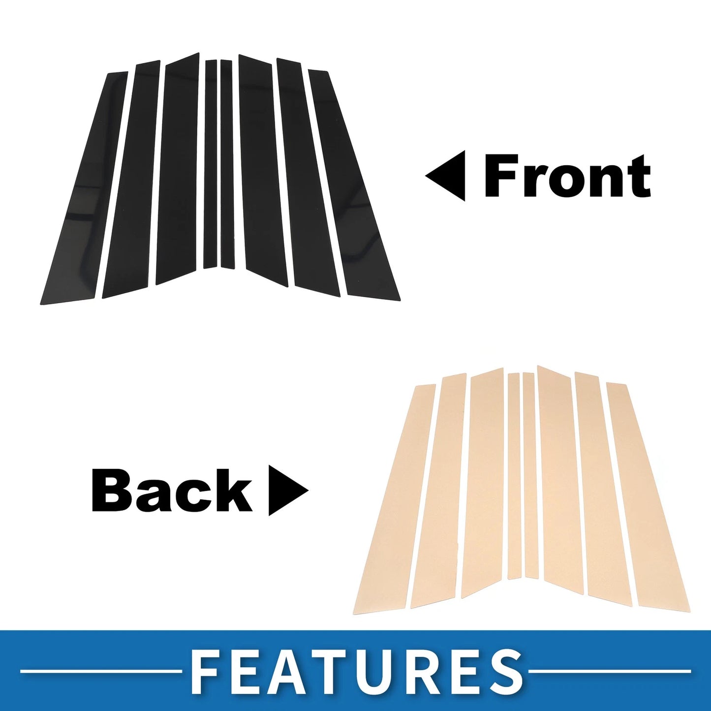 8 Pcs Door Pillar Window Trim for BMW X5 (1999-2006) Black