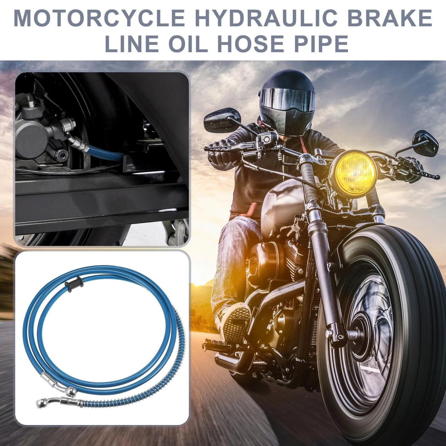 Hydraulic Brake Line / 74.8" 10mm for Motorcycle Stainless Steel Blue
