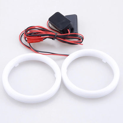 80mm White DRL COB LED Angel Eyes Halo Ring Fog Headlight Lamps