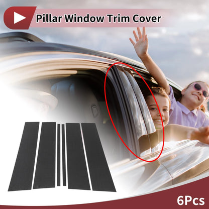 Door Pillar Window Trim for Ford Explorer 2020-2023 Carbon Fiber Black