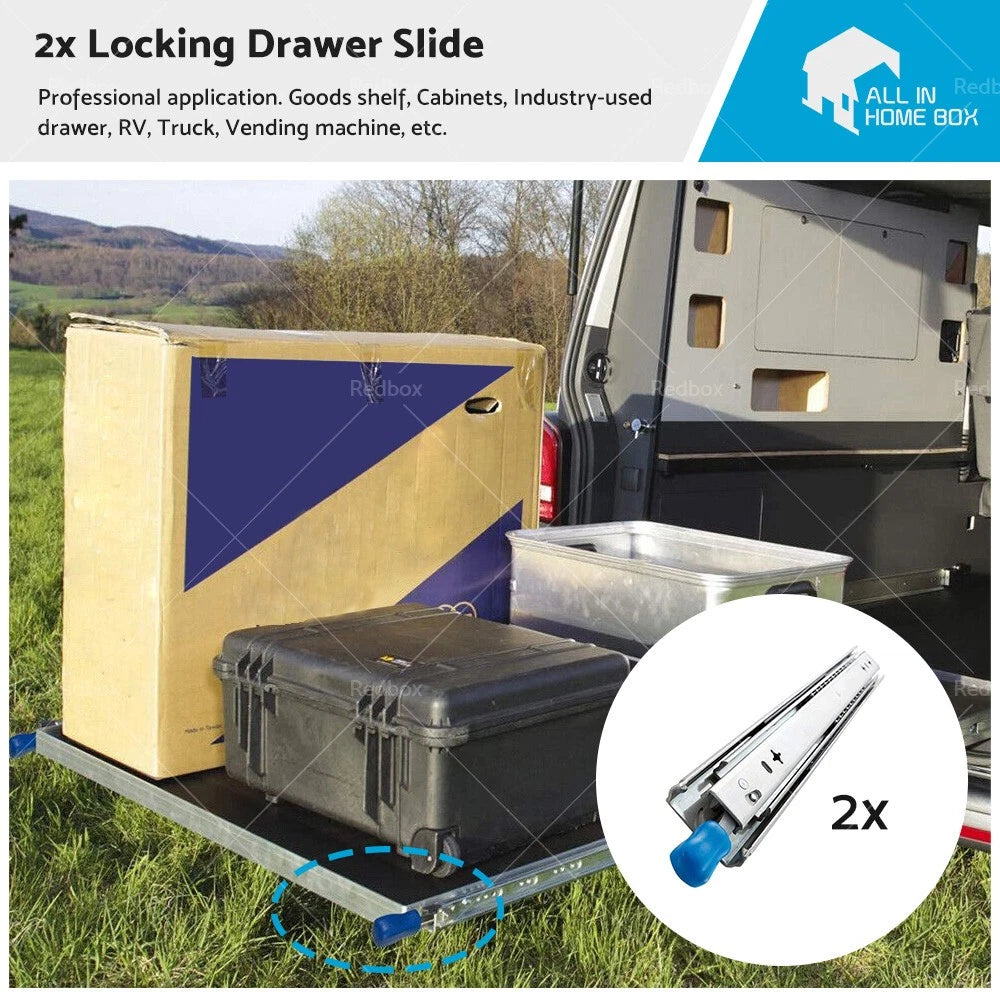Heavy Duty 90KG Load  Locking Drawer Slide Runners for Trailer (800mm)