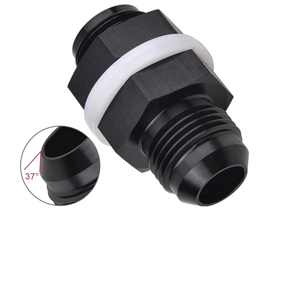 AN12 Flare Fuel Cell Bulkhead Fitting w/ Washer for Black Aluminum