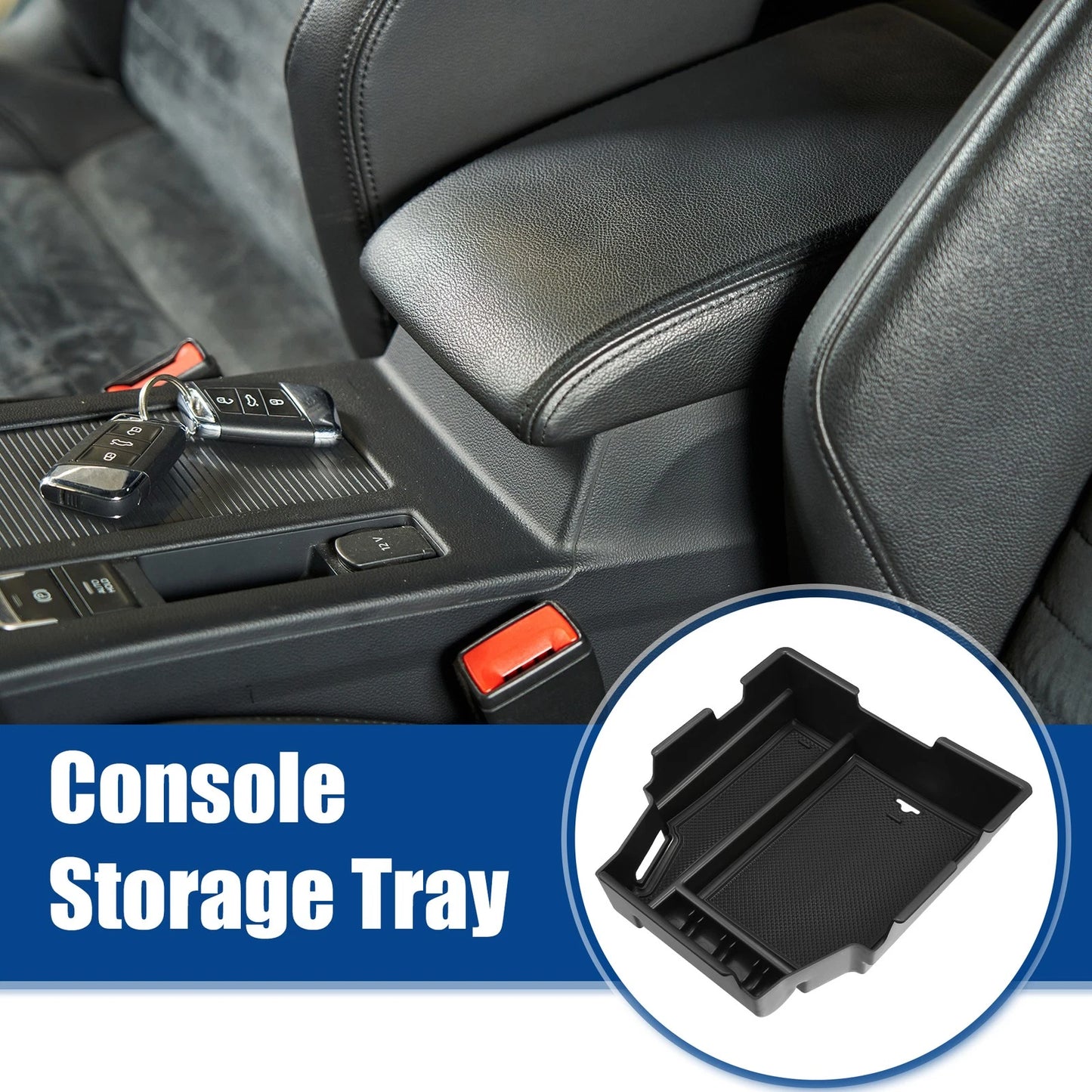 Front Center Console Organizer Tray for Chevy Traverse ABS Rubber Black