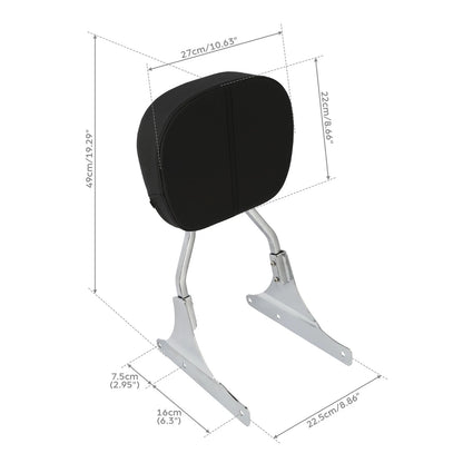 Chrome Backrest Sissy Bar for Harley Heritage Softail Classic FLSTC (1984-2017)