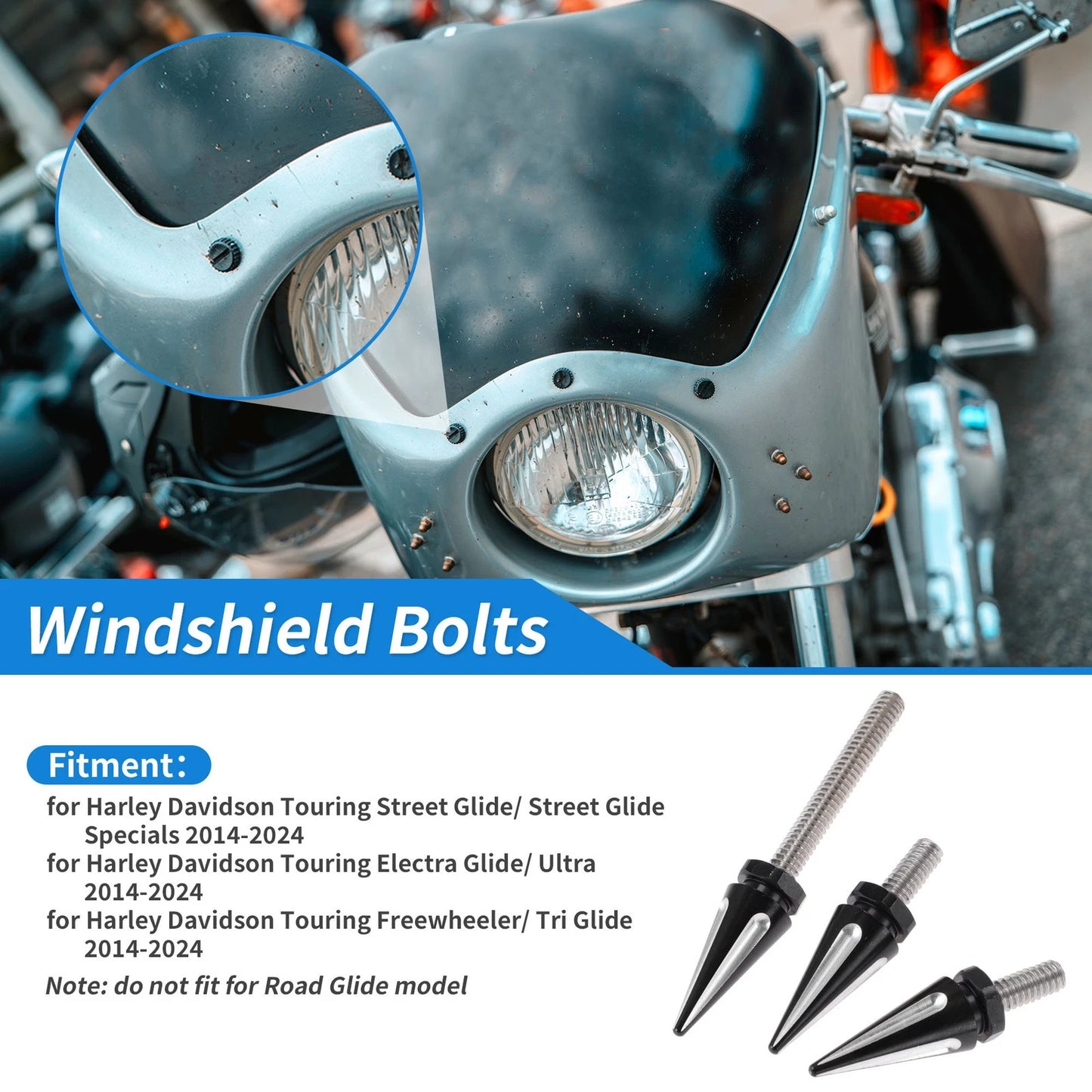 Windshield Bolts 14-24 for Harley Davidson Touring Street Glide (2014-2024)