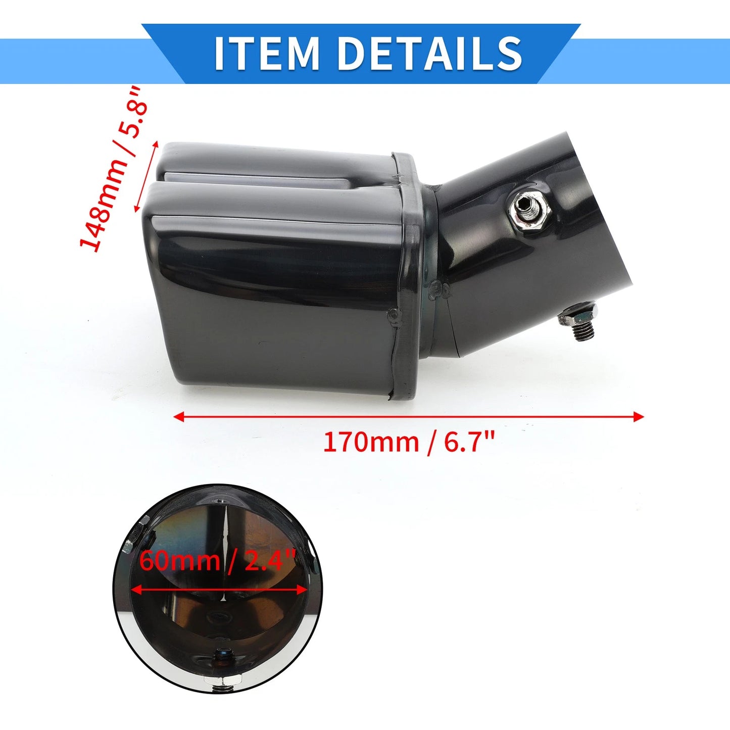 Square Curved Slant Cut Dual Exhaust Tip 2.4" Inlet for Toyota Raize (2020-2023)