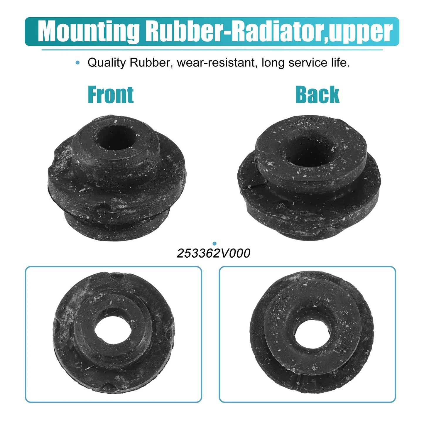 2 x Rubber Car Lower Radiator Mount Insulators for Hyundai Accent (2012-2017)