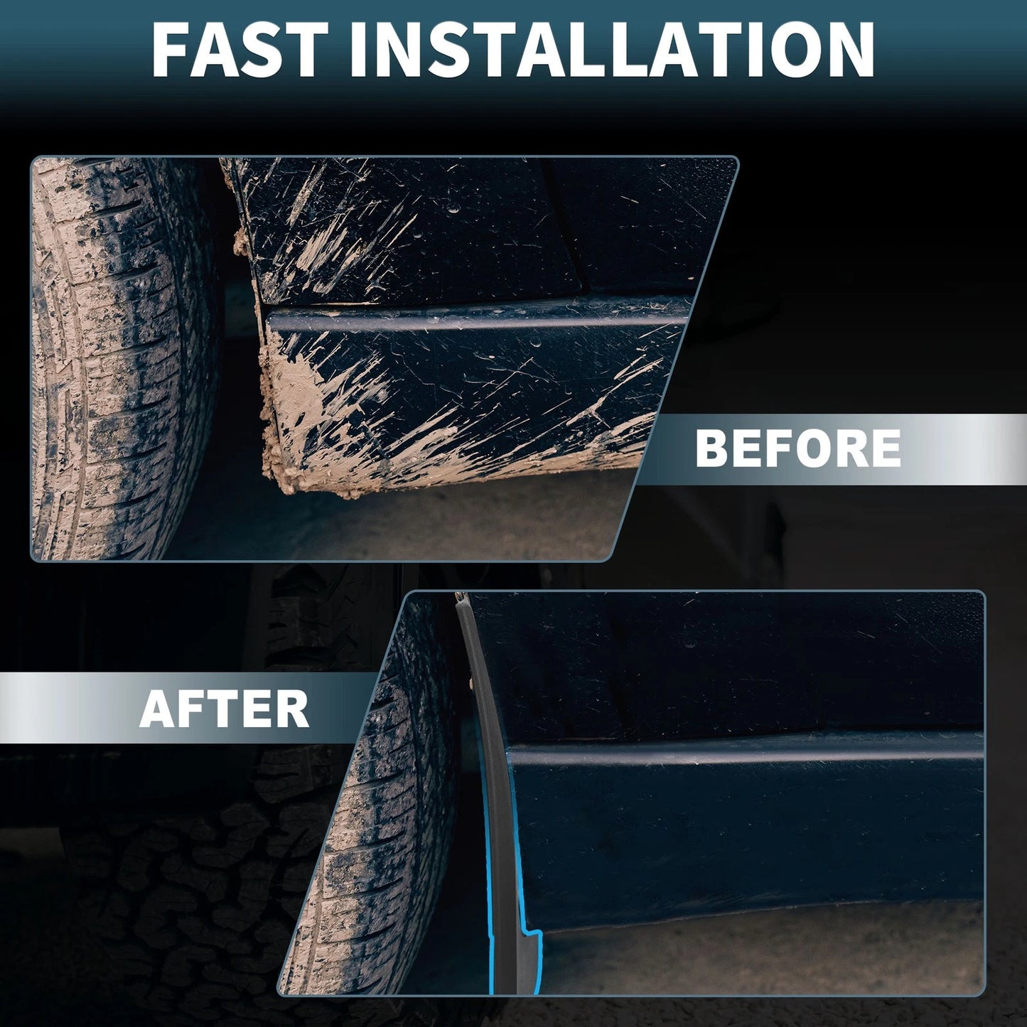 Mud Flaps Kit for Ford Ranger 2024-2025 Splash Guards, No-Drill Installation