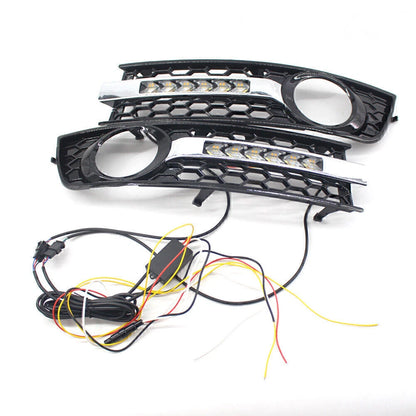 LED Honeycomb Hex Mesh Fog Light Grille + Wiring for Audi A4 B6 (2001-2005)