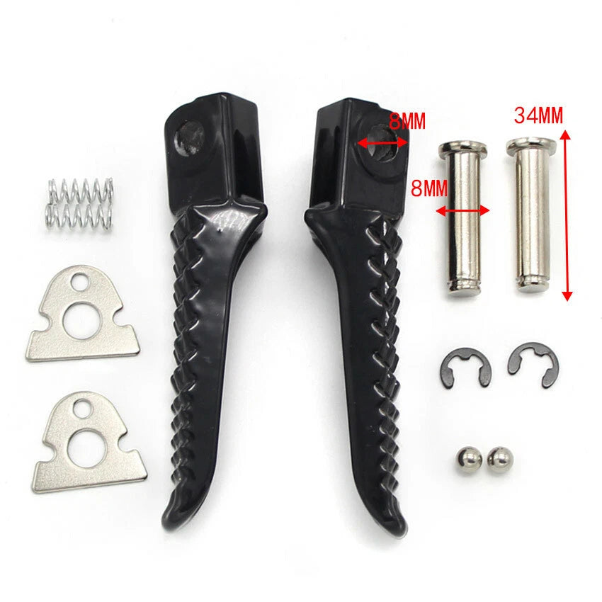 Black Rear Footrest Pegs for Suzuki SFV650 GSXR1000 GSR750 (2007-2023)