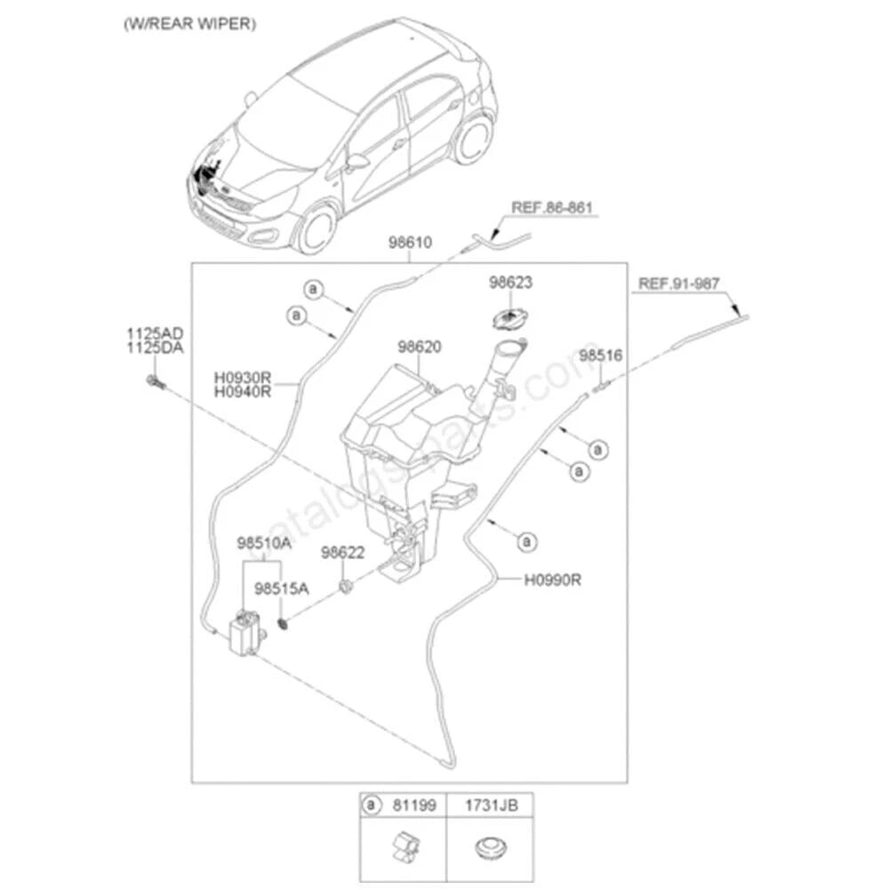 Windshield Washer Bottle Cap for Hyundai Sonata, Rohens, Azera, Rio, i40, i45, Kia