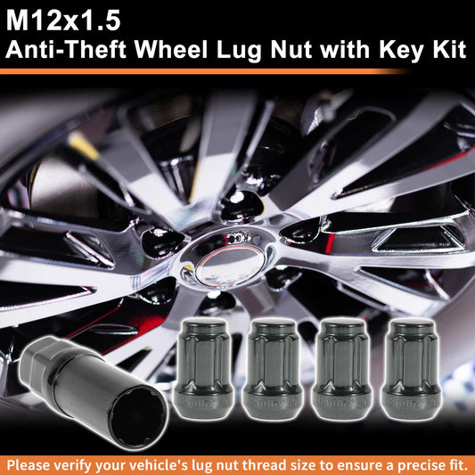 M12x1.5 Tire Wheel Locking Nut with 1 Socket Key for Honda Toyota