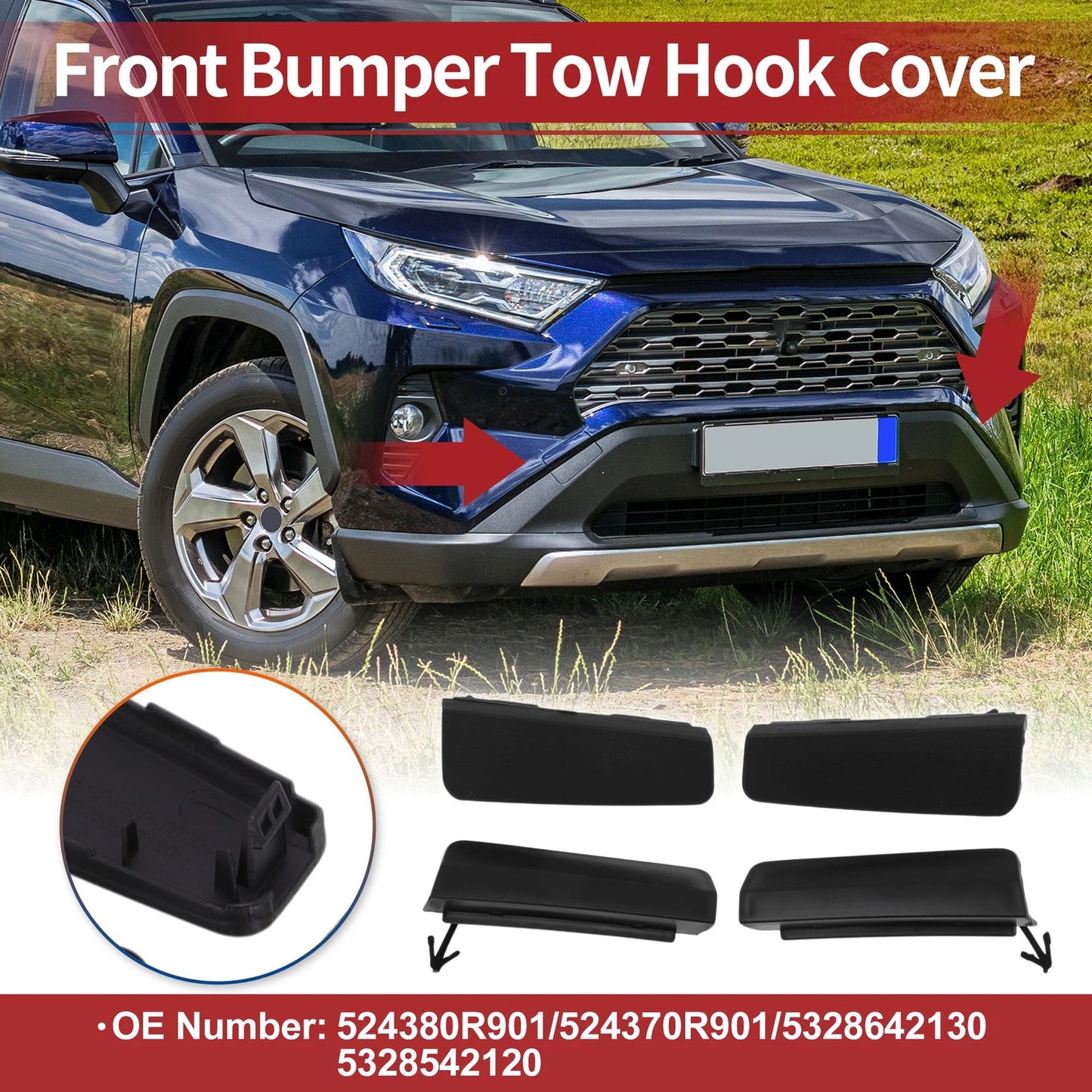 Front Tow Hook Cover Cap for Toyota RAV4