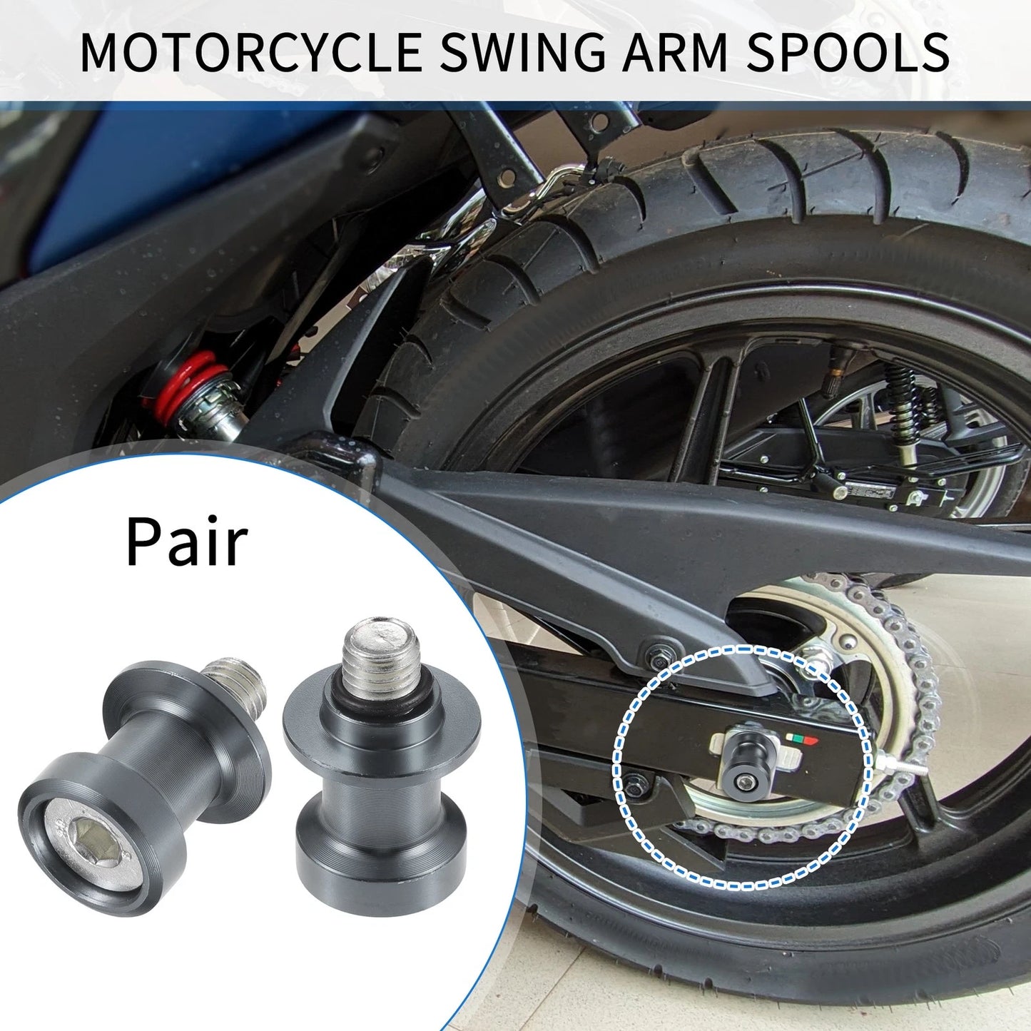 Pair 10mm Swingarm Spool Sliders Stand Titanium Tone for Motorcycle
