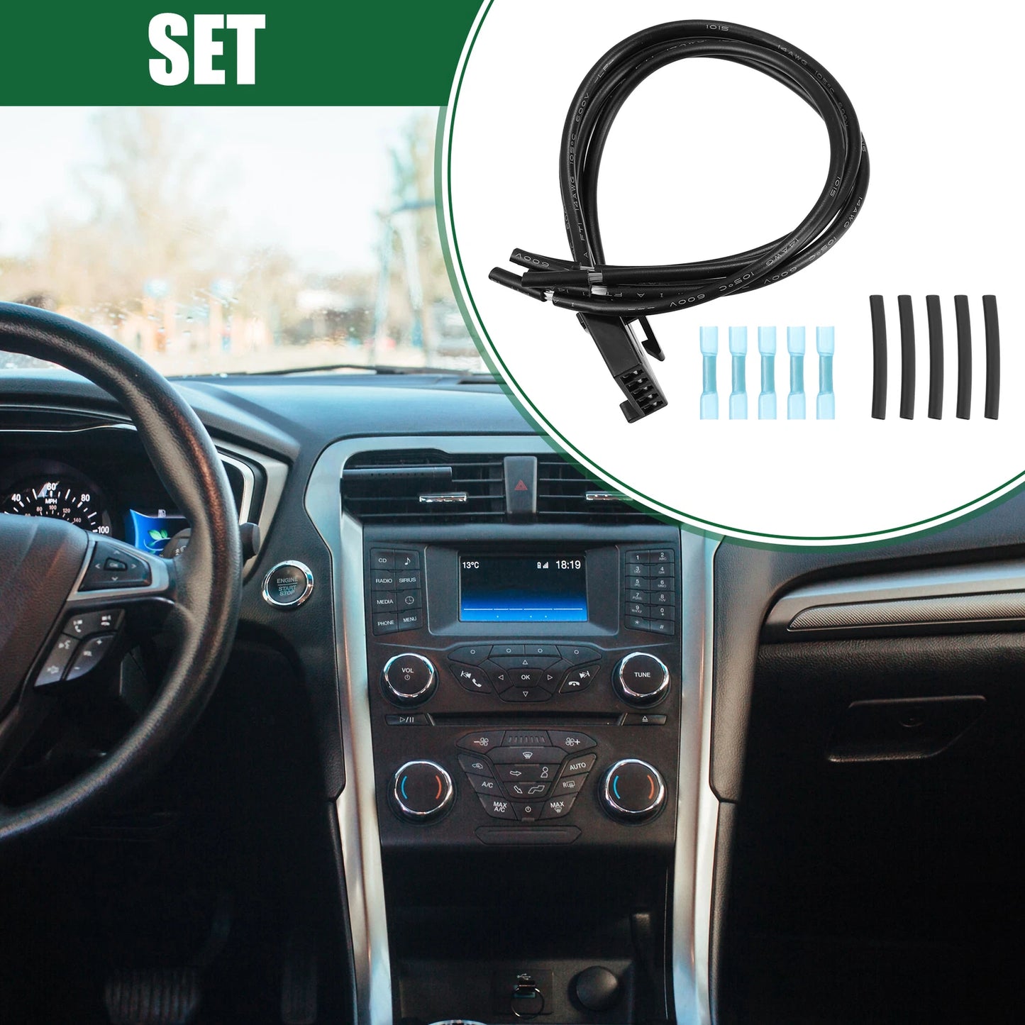 14AWG Blower Motor Resistor Connector for CHEVROLET Black